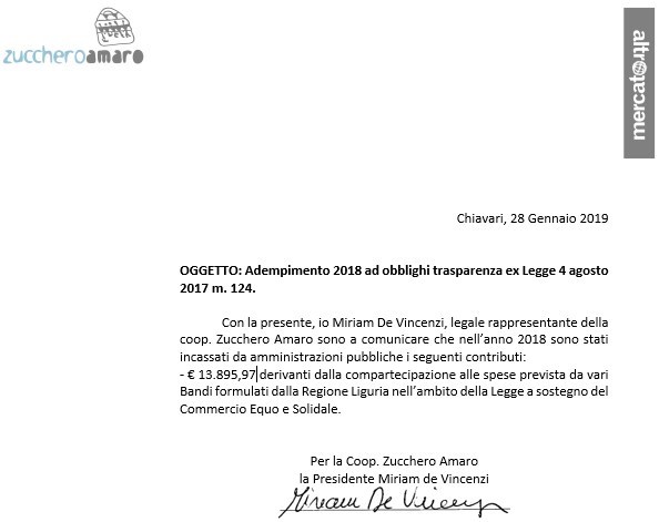 Trasparenza Contributi 2018