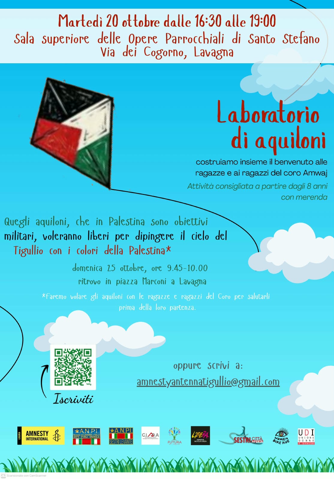 Locandina del laboratorio di aquiloni a Lavagna
